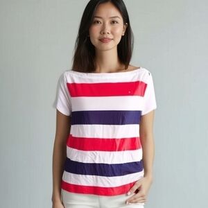 TOMMY HILFIGER BOAT NECK STRIPE TEE SZ XL